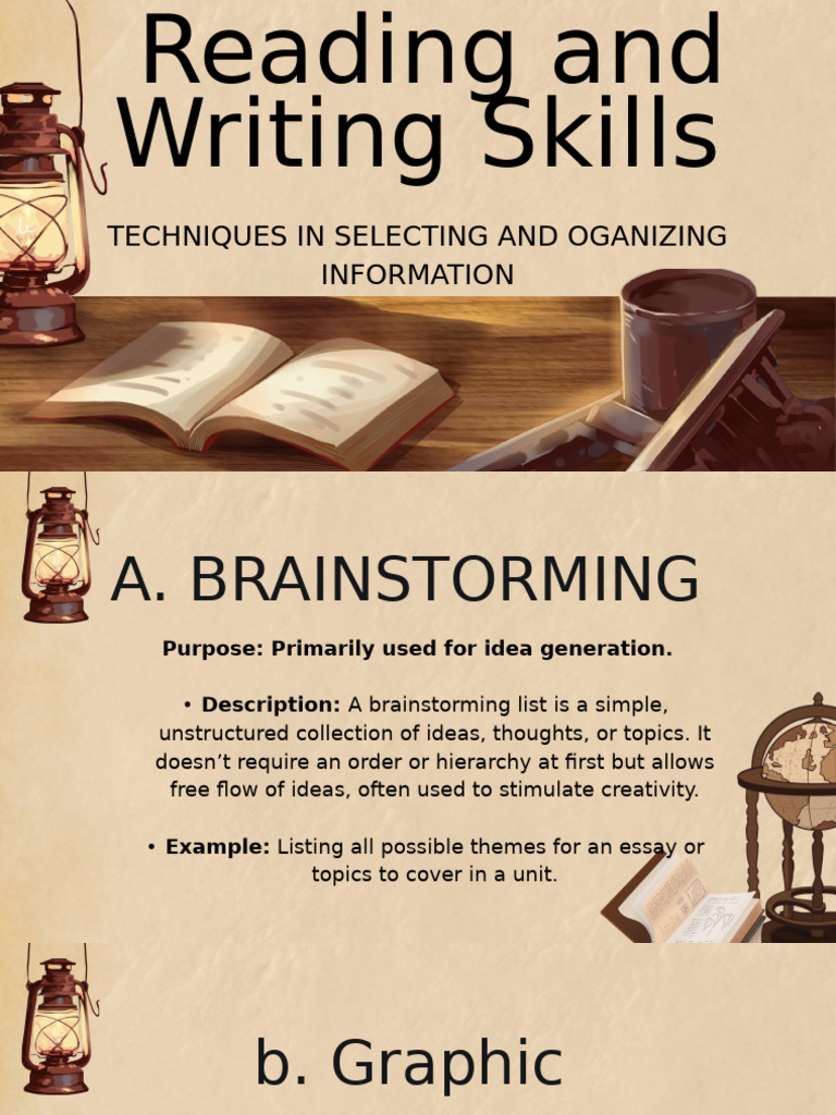 3 Reading and Writing Skills Technique in Selecting and Organizing ...