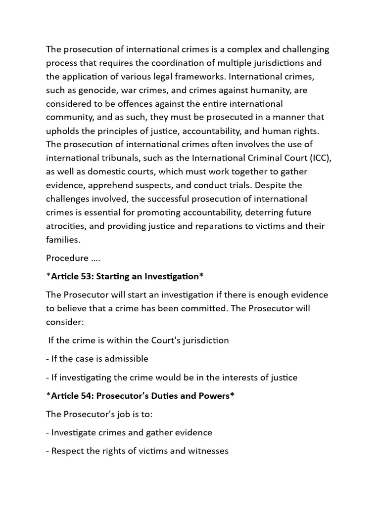 Prosecution of International Crimes Overview | PDF | International ...