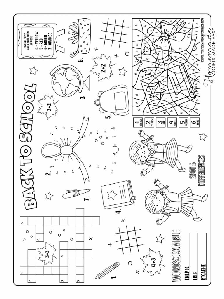 Back To School Coloring Pages Activity Sheet | PDF