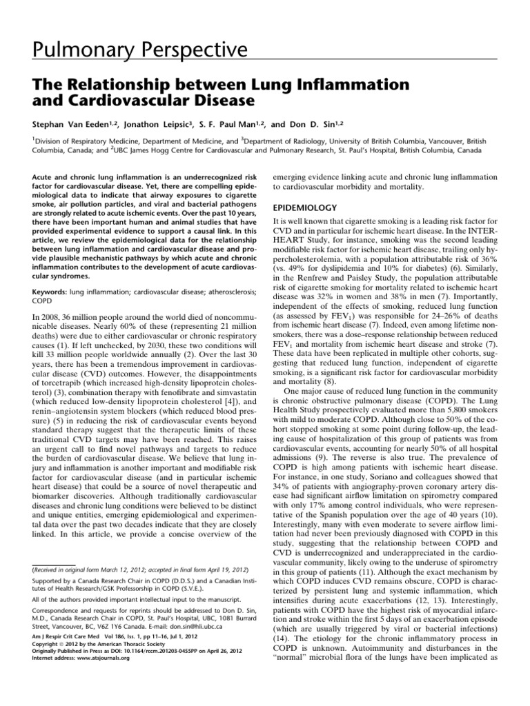 Relationship Between Lung Inflam and CVD | PDF | Inflammation ...