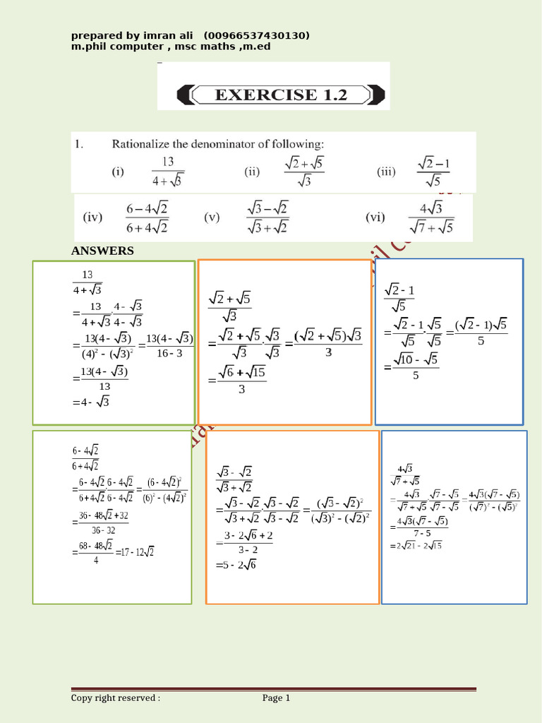 mth 9th solutions exercise 1.2 (Autosaved) - Copy | PDF