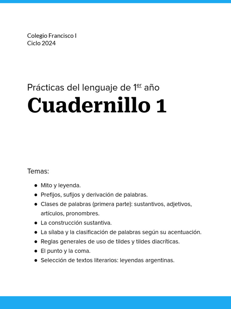 Prácticas de Lenguaje 1er Año 2024 | PDF