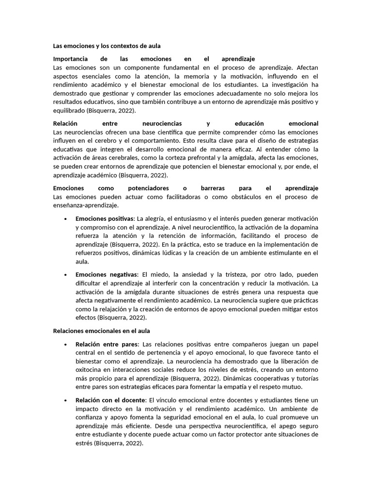 Emociones en el Aprendizaje Escolar | PDF | Las emociones ...