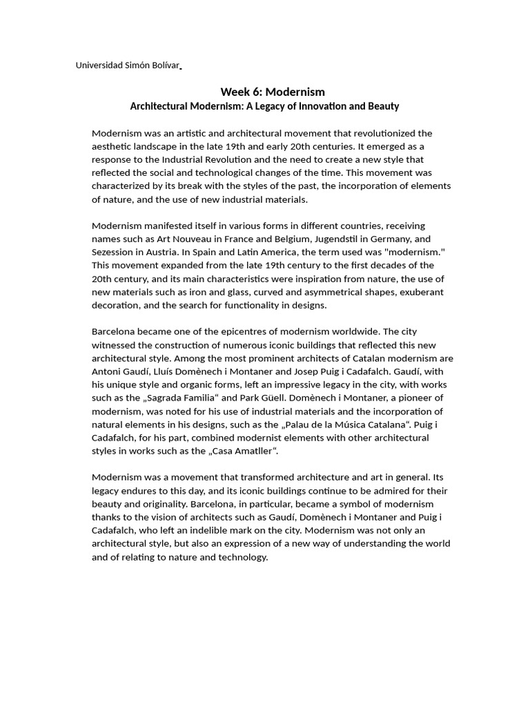 Architectural Modernism: A Legacy of Innovation and Beauty | PDF | Art ...