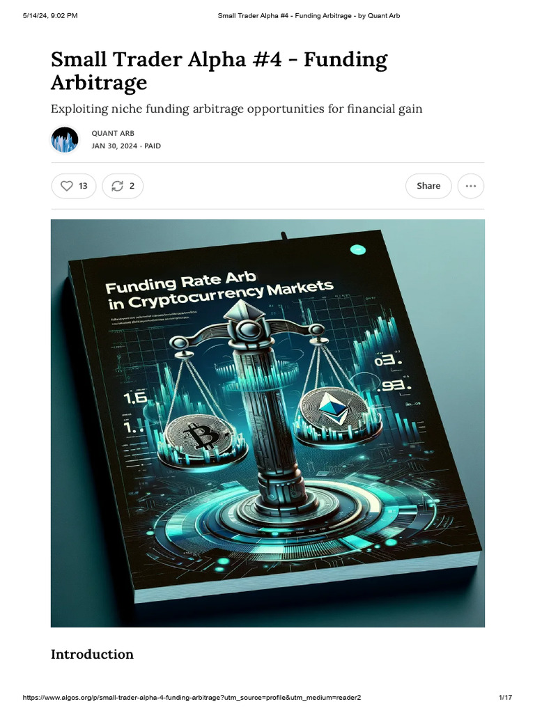 Small Trader Alpha #4 - Funding Arbitrage - by Quant Arb | PDF | Arbitrage  | Futures Contract