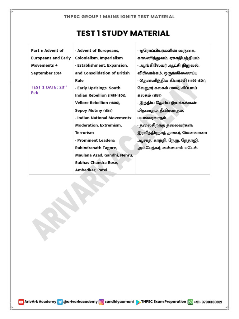 Em Test 1 Study Material | PDF | Indian Independence Movement