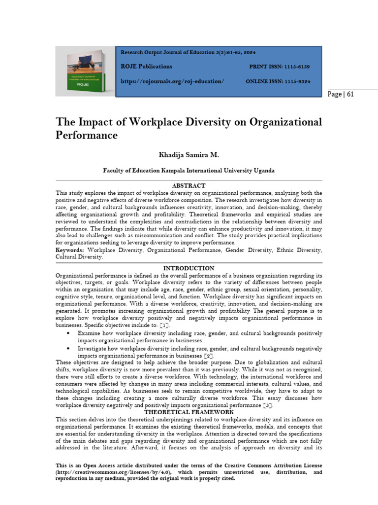 2327 - The Impact of Workplace Diversity On Organizational Performance ...