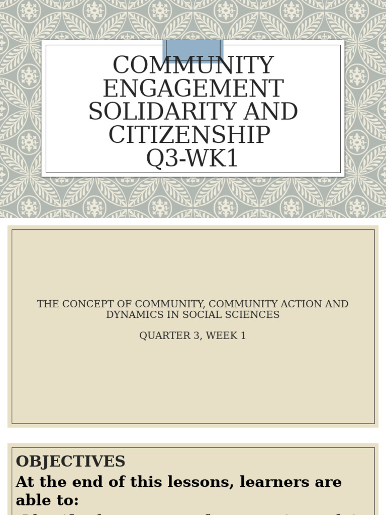 Community Action and Dynamics Overview | PDF | Community | Behavioural ...