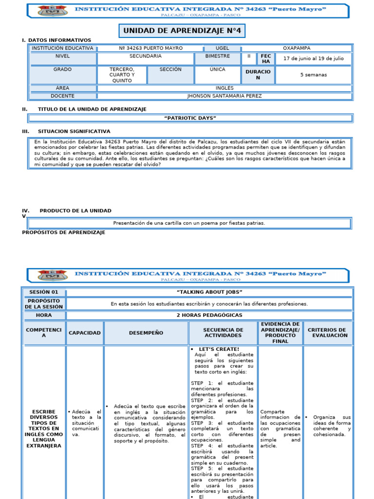 Unidad de Aprendizaje 4 | PDF | Aprendizaje | Evaluación