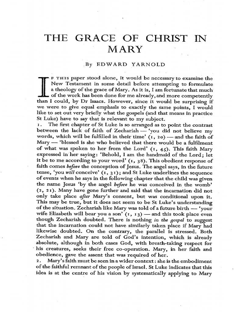 Grace of Christ in Mary. 1 | PDF | Grace In Christianity | Mary, Mother ...