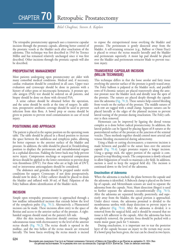 Retropubic Prostatectomy: Bilal Chughtai, Steven A. Kaplan | PDF ...