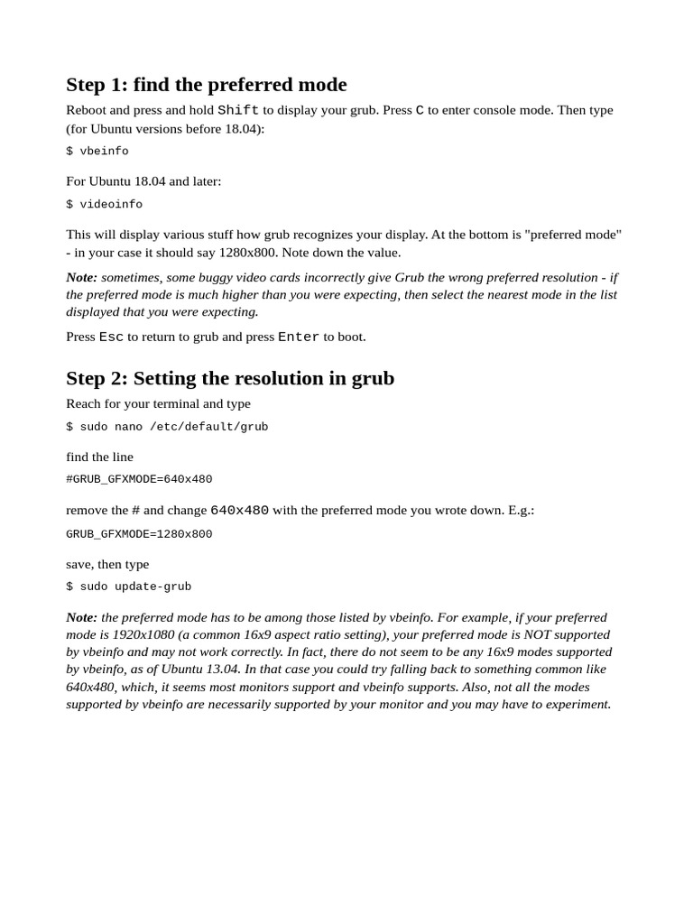 Grub Boot Videomode Tutorial | PDF