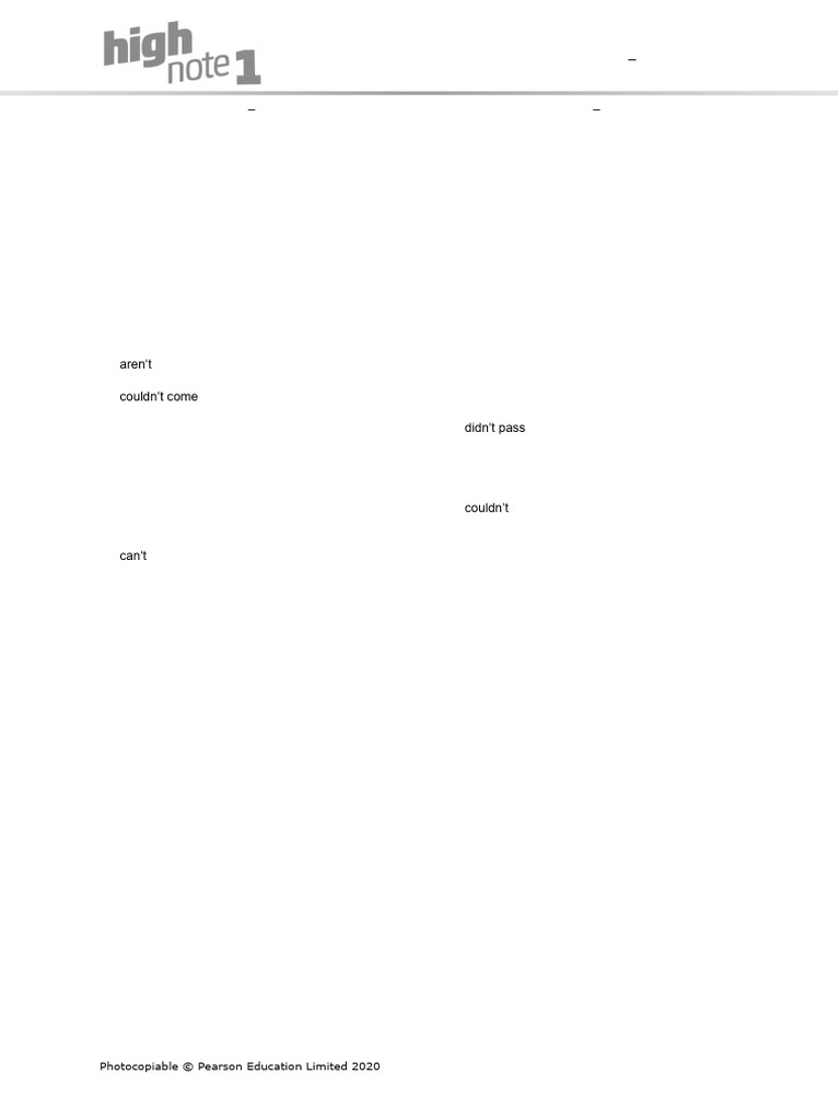HighNote1 Cumulative Tests Units01 06 GroupA B ANSWERS | PDF
