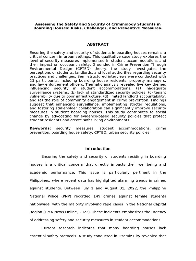 Assessing The Safety and Security of Criminology Case Study | PDF ...