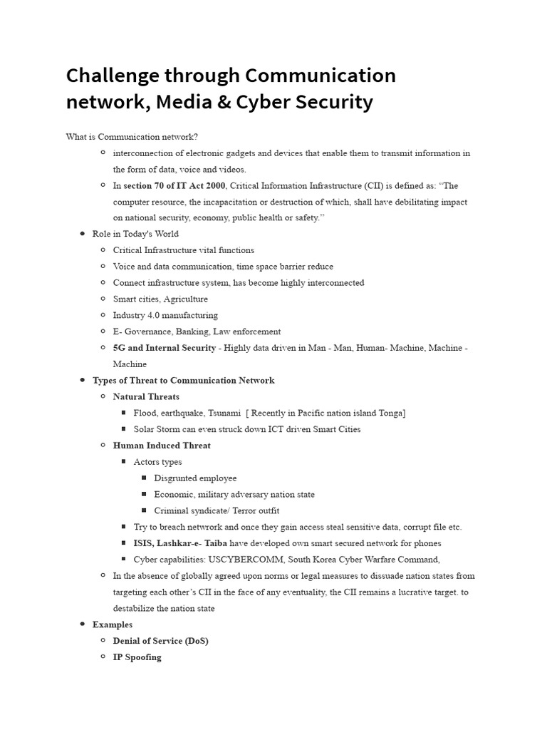Challenge Through Communication Network, Media & Cyber Security | PDF ...