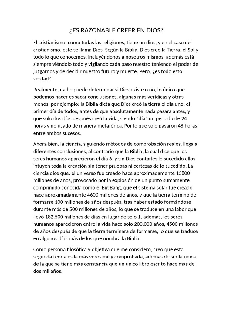 Es Razonable Creer en Dios | PDF | Verdad | Dios