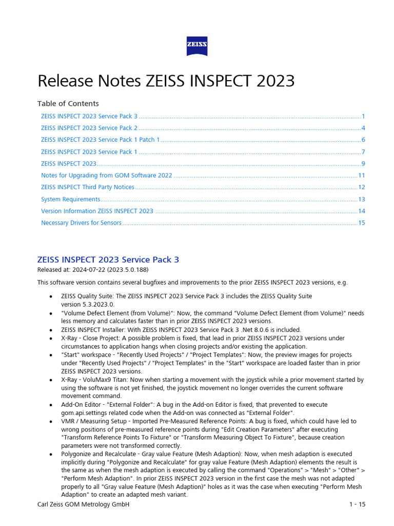 ZEISS INSPECT 2023 Release Notes | PDF | 64 Bit Computing | Computing