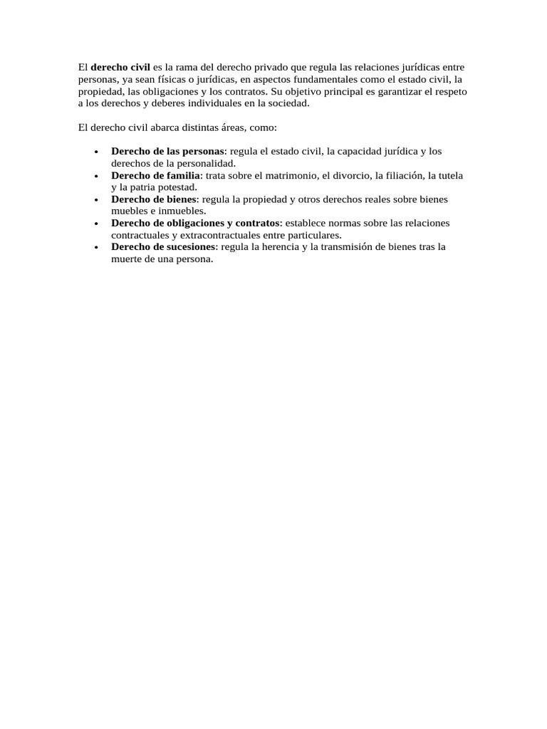 Introducción al Derecho Civil y sus Áreas | PDF