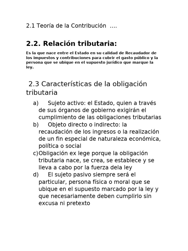 Relación y Sujetos en Obligaciones Tributarias | PDF | Impuestos