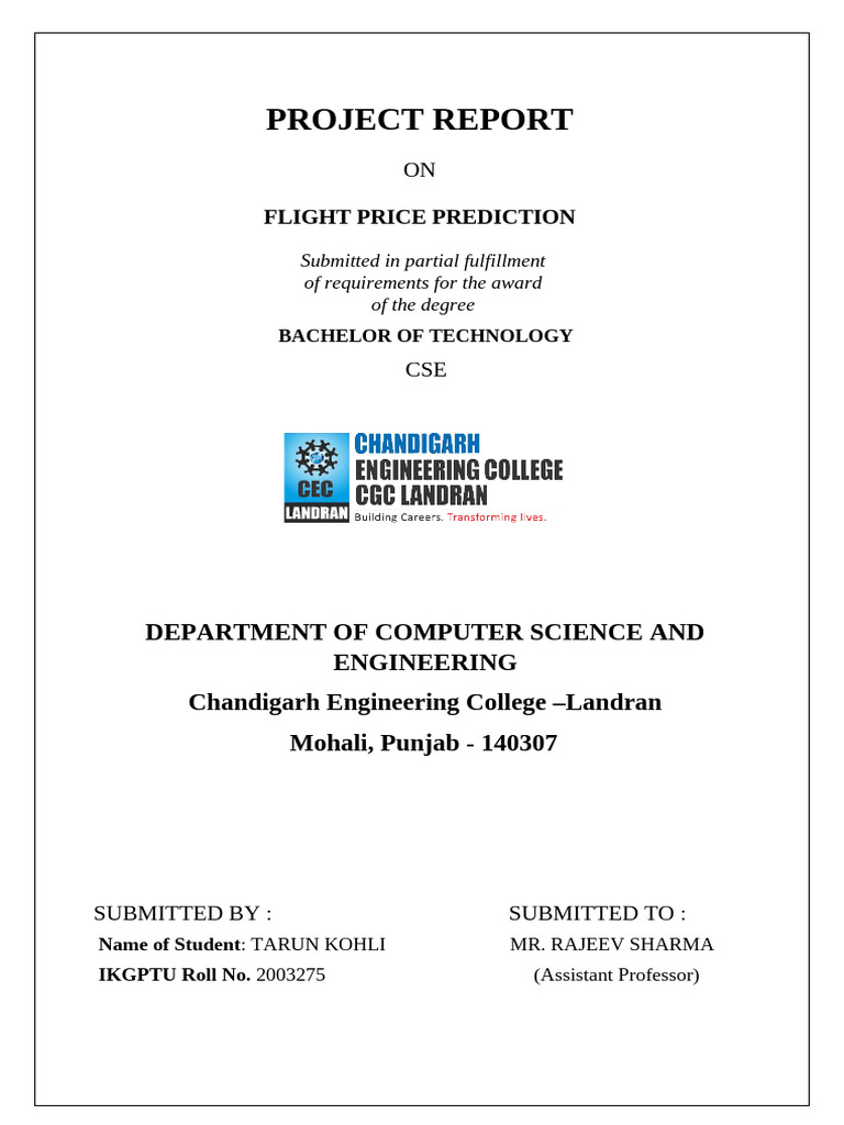 Flight Price Prediction Project Report | PDF | Machine Learning ...