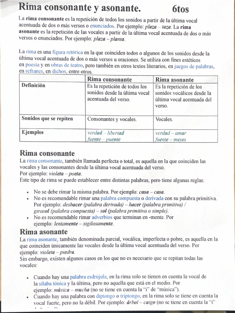 Rima consonante y asonante. | PDF