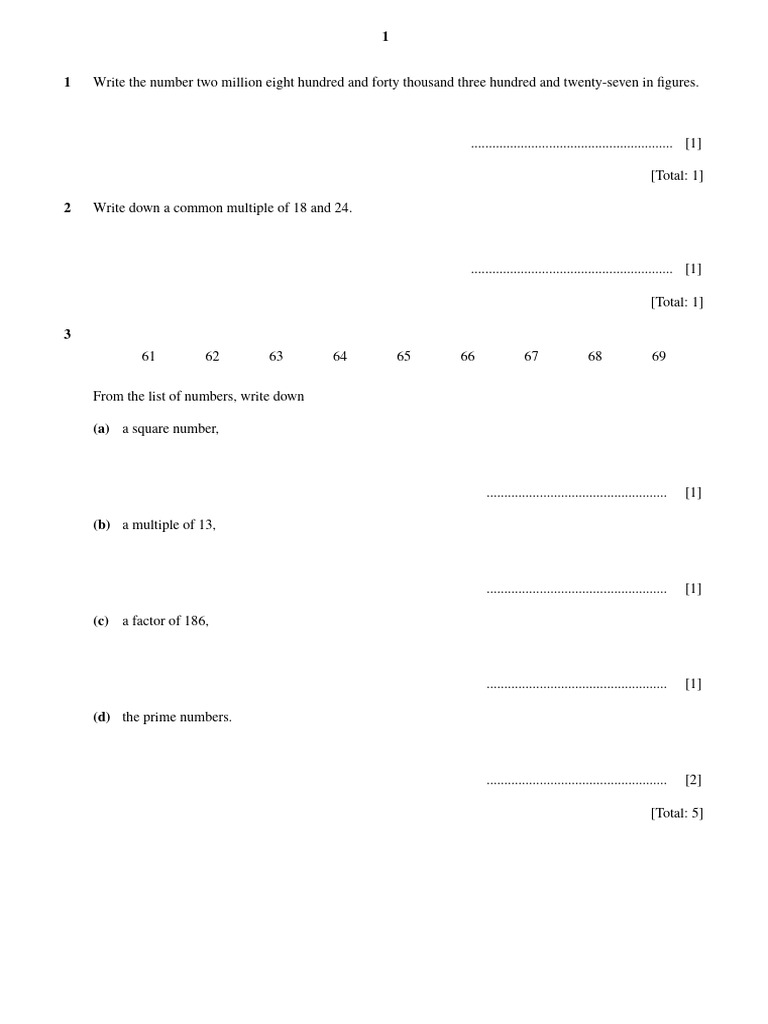 Math Exercises: LCM, Factors, and Numbers | PDF | Elementary ...