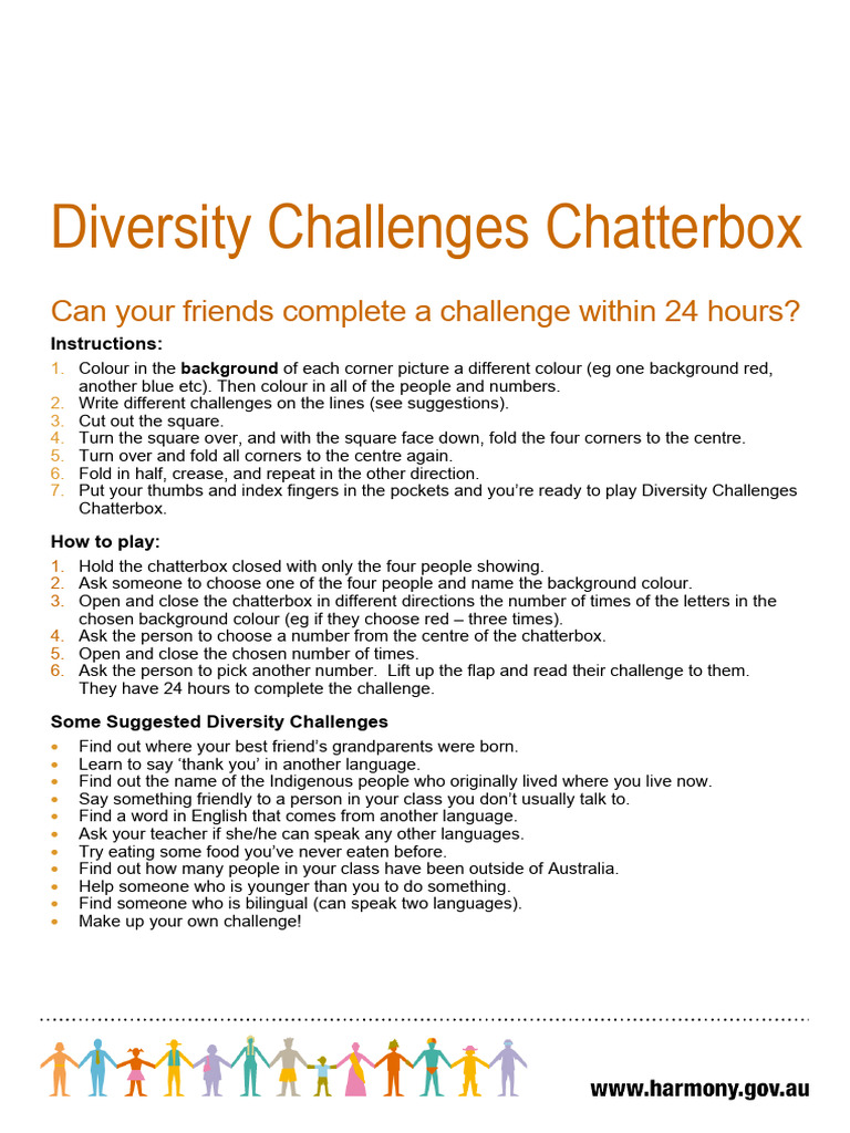 Diversity Challenge Chatterbox Activity | PDF