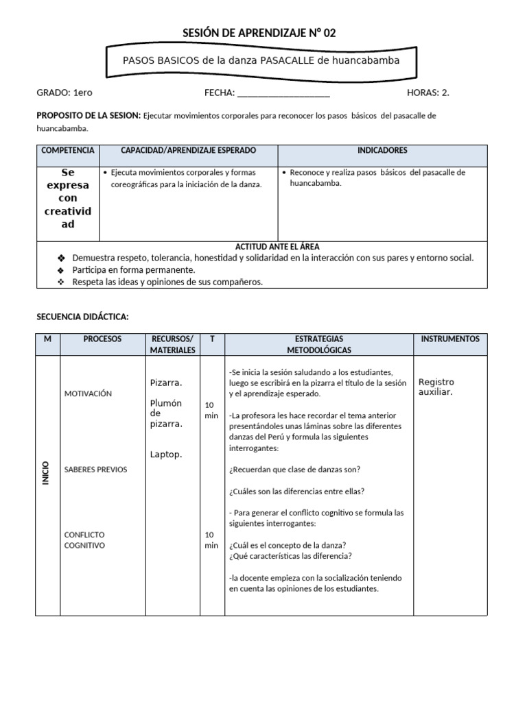 Pasacalle de Huancabamba: Aprendizaje Danza | PDF
