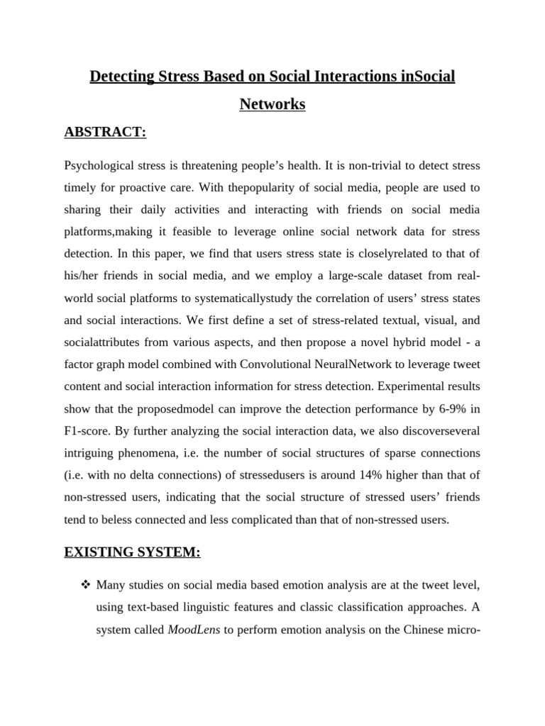 Detecting Stress Based On Social Interactions in | PDF | Emotions ...