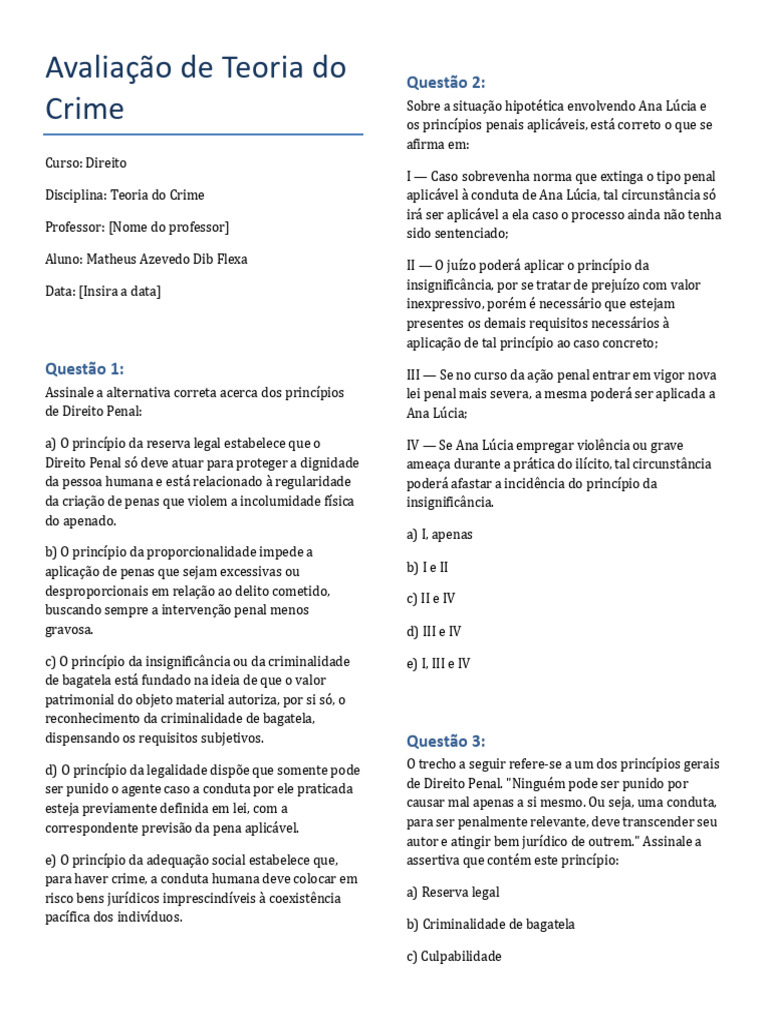Princípios de Direito Penal e Aplicação da Lei | PDF | Crimes | Crime e ...
