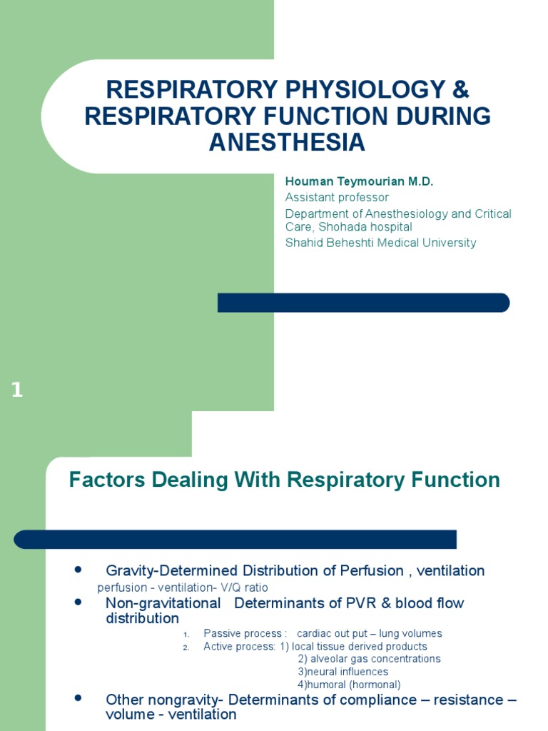 Respiratory Physiology & Respiratory Function During Anesthesia