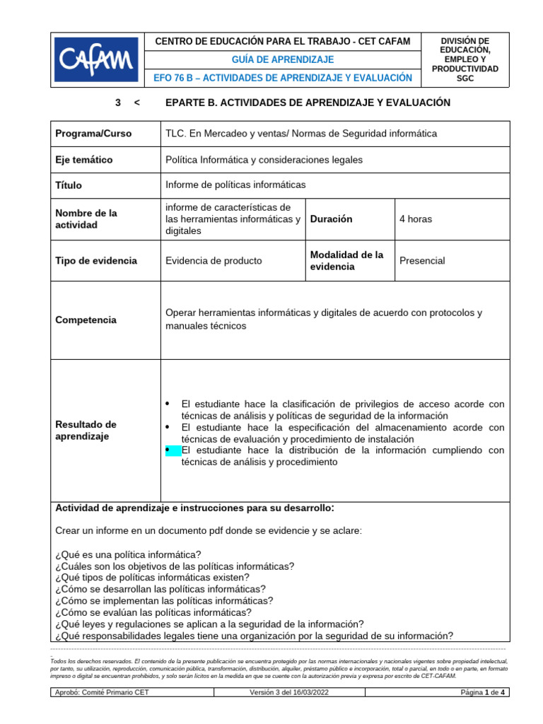 Actividad de Aprendizaje # 1 Sesion 4 | PDF | Aprendizaje ...