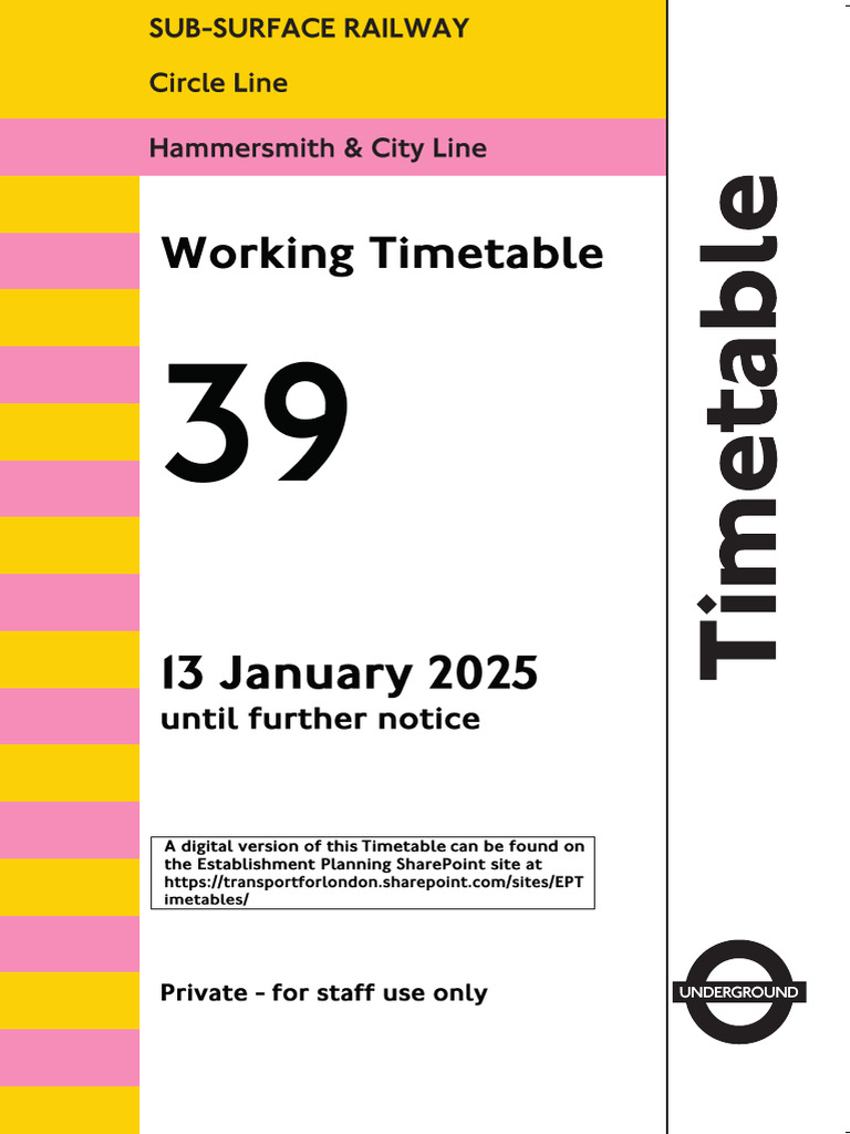 Circle & Hammersmith Line Timetable 2025 | PDF | London | Rail ...