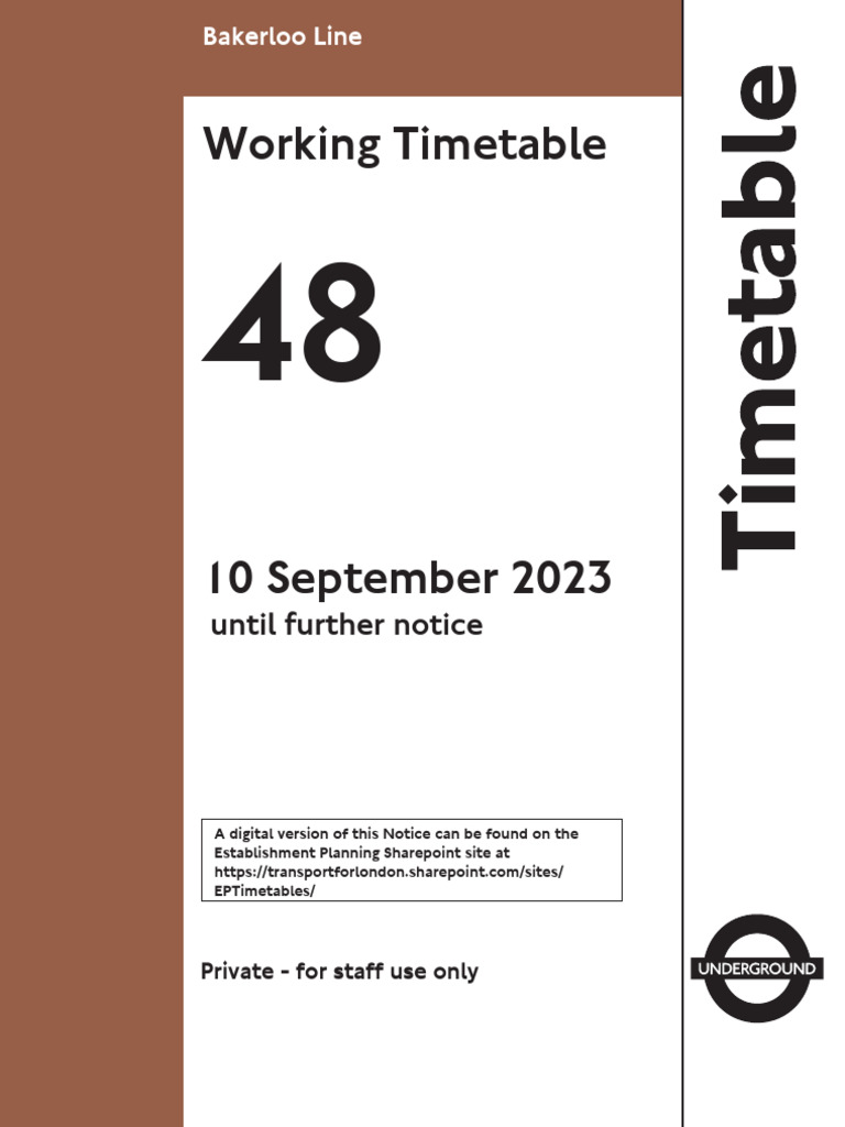 Bakerloo Line Timetable No. 48 | PDF | Rail Transport | Rapid Transit