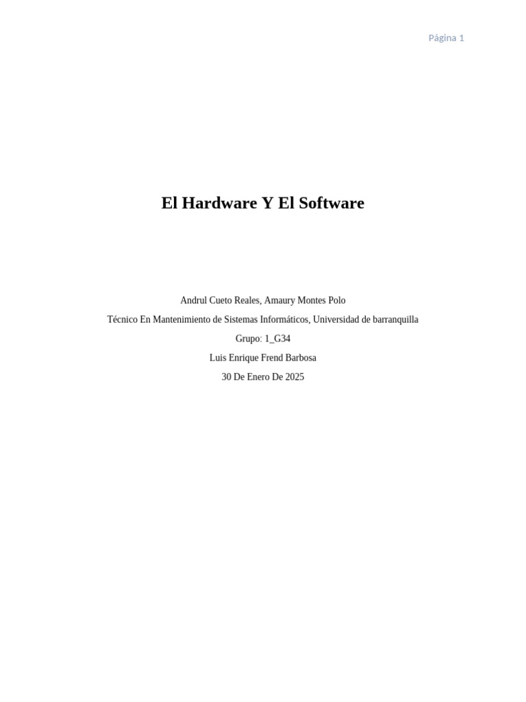 Hadware y Sofware (Incompleto) | PDF | Hardware de la computadora ...