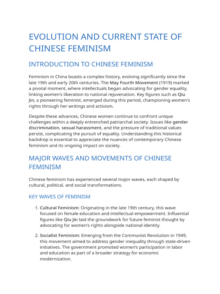 Chinese Feminism: Evolution & Challenges | PDF | Gender Studies | Feminism