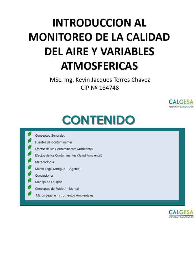 SESION 01 Monitoreo de La Calidad Del Aire y Variables Atmosfericas - 1 ...