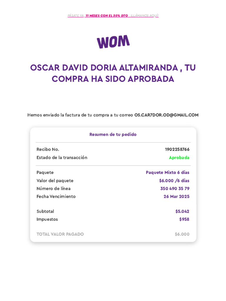 Confirmación de Pedido Aprobado | PDF
