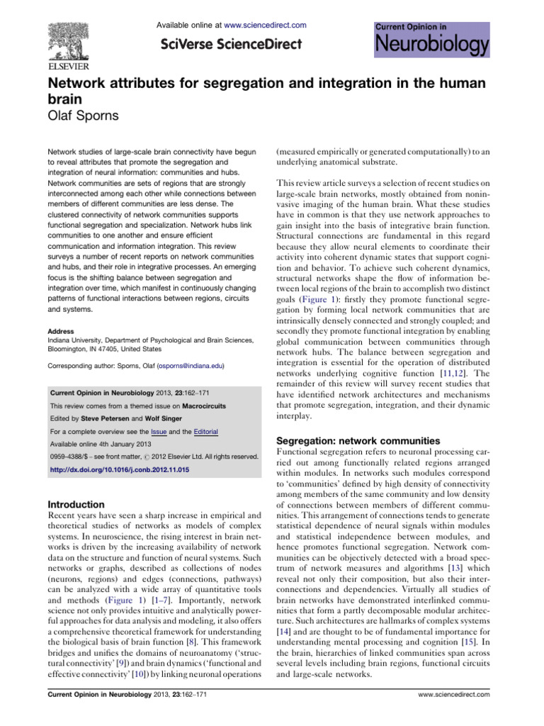 1 s2.0 S0959438812001894 Main | PDF | Brain | Cluster Analysis