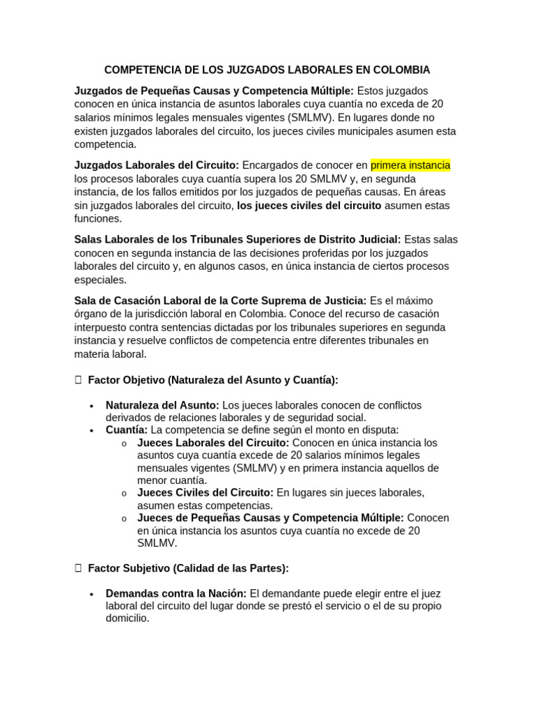 Competencia de Jueces Laborales en Colombia | PDF | Apelación | Judicaturas