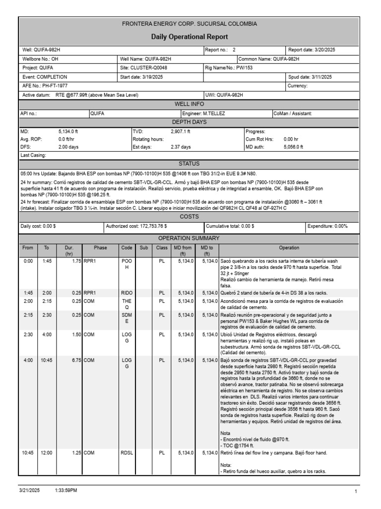 QF982H - Daily-Comp-Report #02 (20-03-2025) | PDF