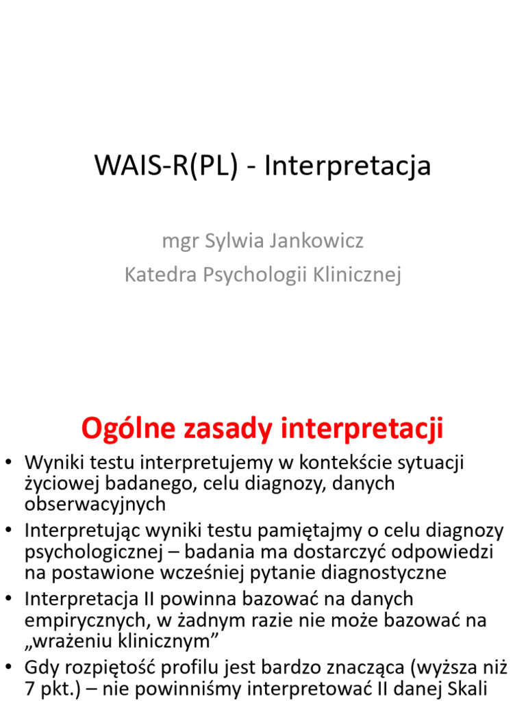 WAIS R (PL) Interpretacja | PDF