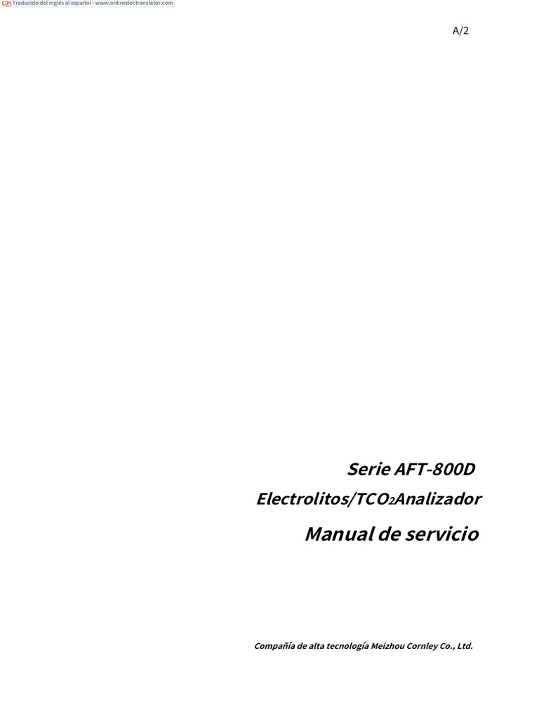 Manual de Servicio AFT-800D TCO2 | PDF | Cloruro | Residuos