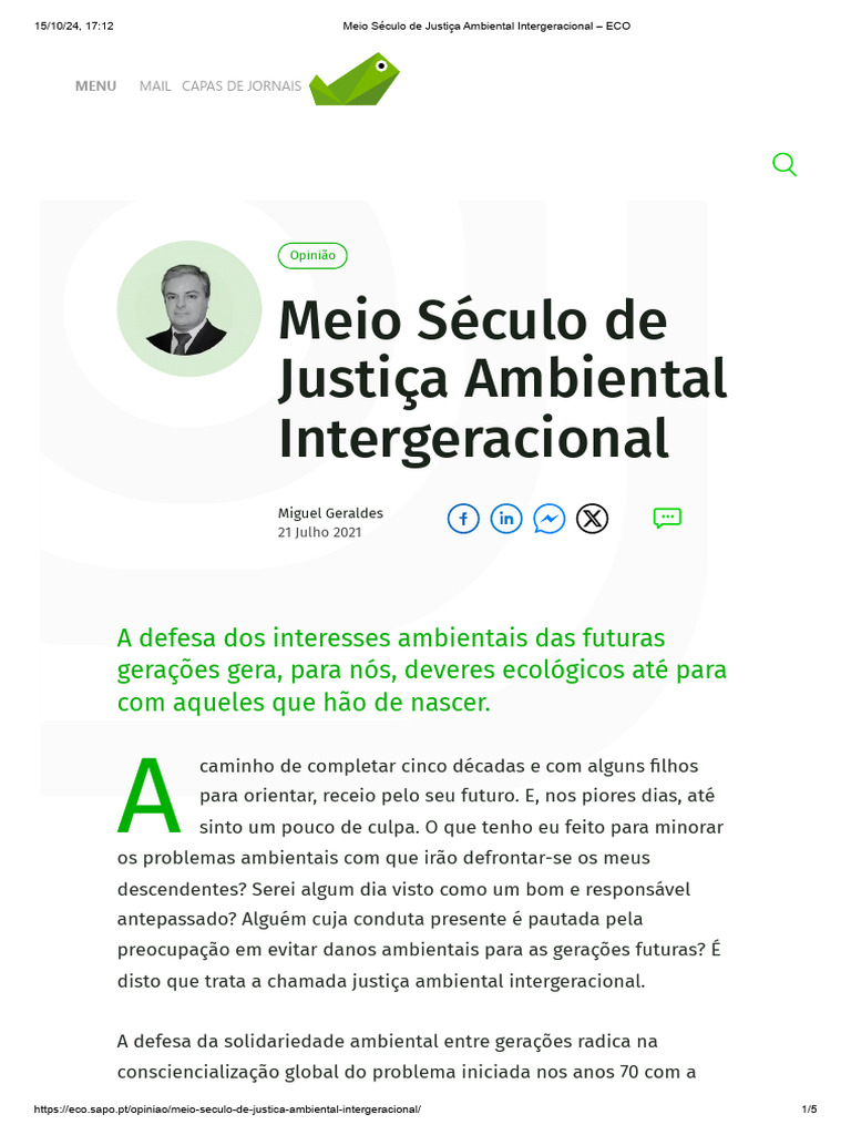Justiça Ambiental para Futuras Gerações | PDF | Movimento ambientalista ...