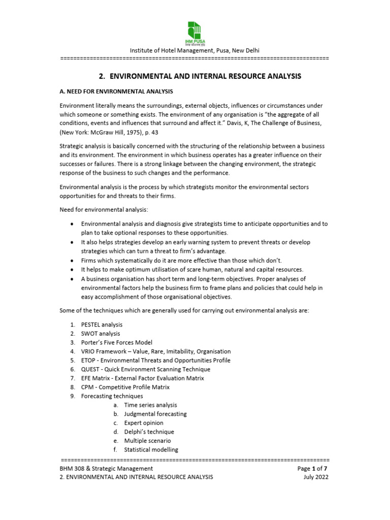 Environmental Analysis in Strategic Management | PDF | Swot Analysis ...