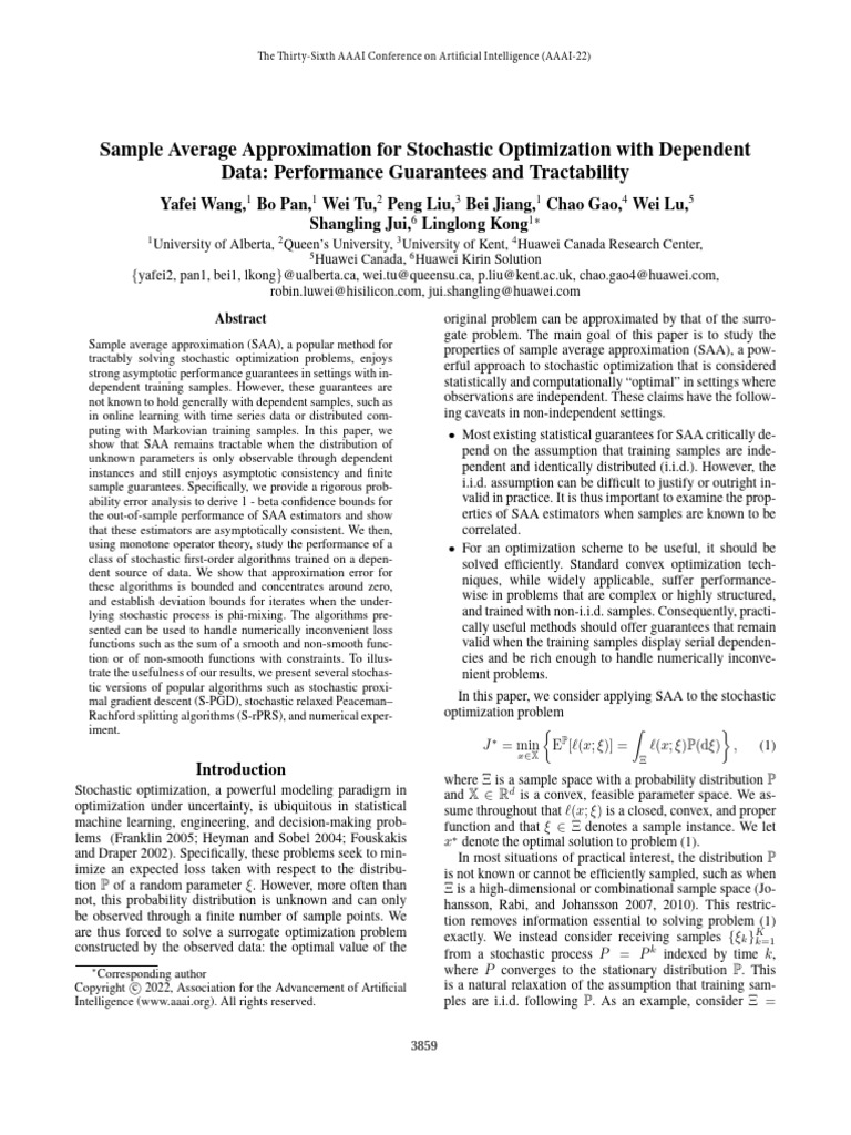 Sample Average Approximation For Stochastic Optimization With Dependent ...