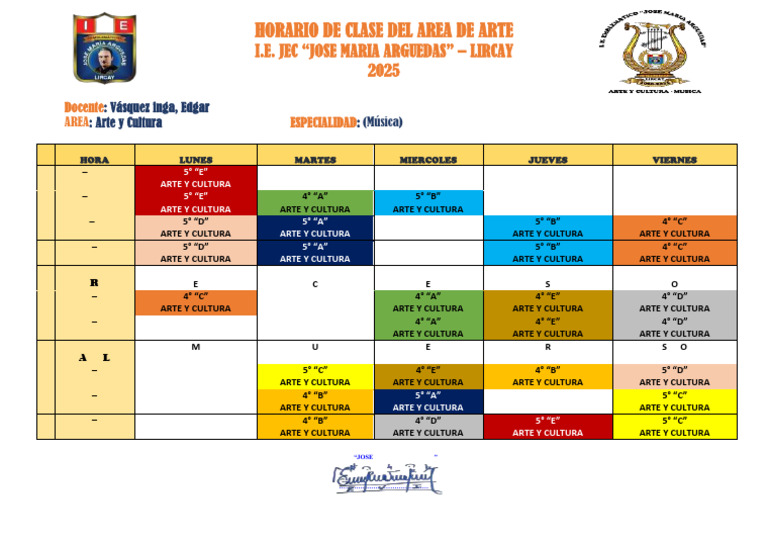 Horario Clases de Arte 2025 | PDF