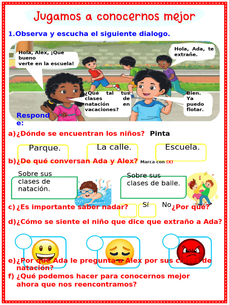 Diálogo y Actividades para Niños | PDF