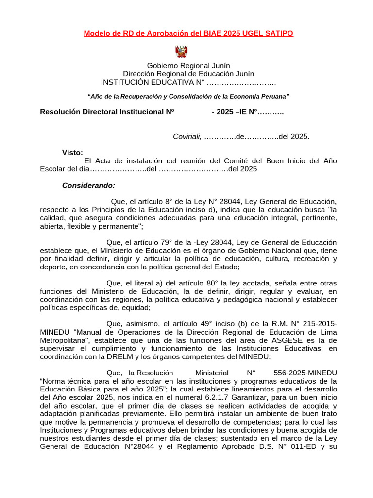 Modelo de RD Biae 2025 | PDF