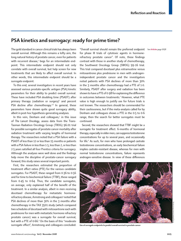 PSA Kinetics and Surrogacy: Ready For Prime Time? | PDF | Prostate ...